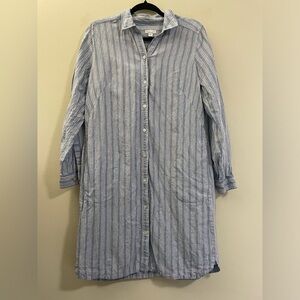 J.Jill Love Linen Striped Shirt Dress in Blue and White‎ - S